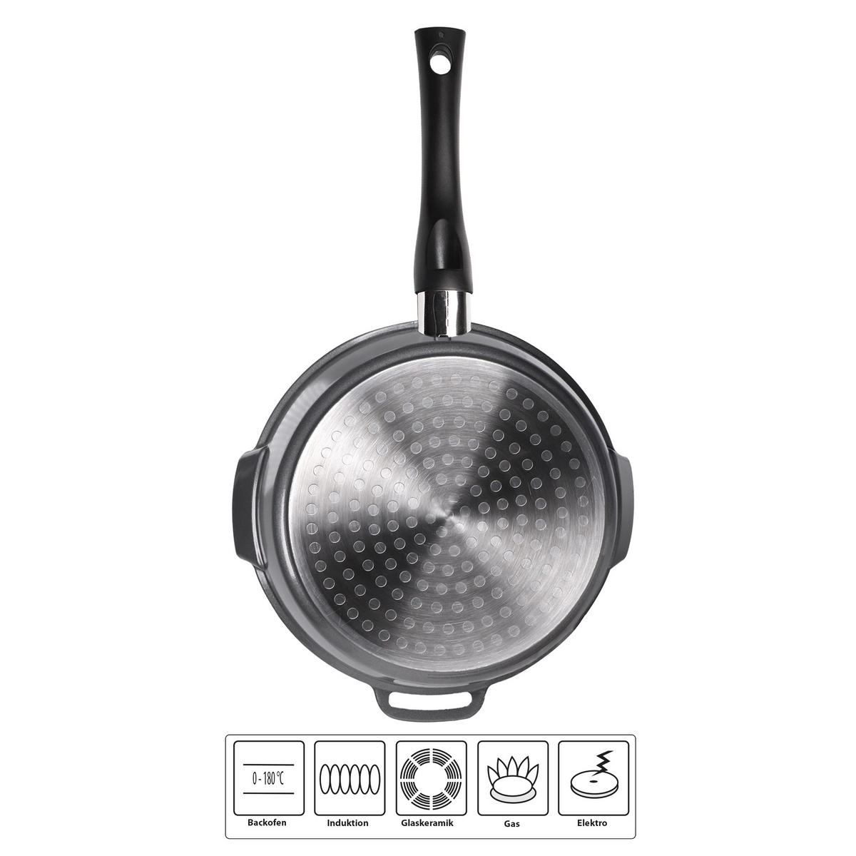 STIELKASSEROLLE - Grau, Metall (18cm) - Stoneline