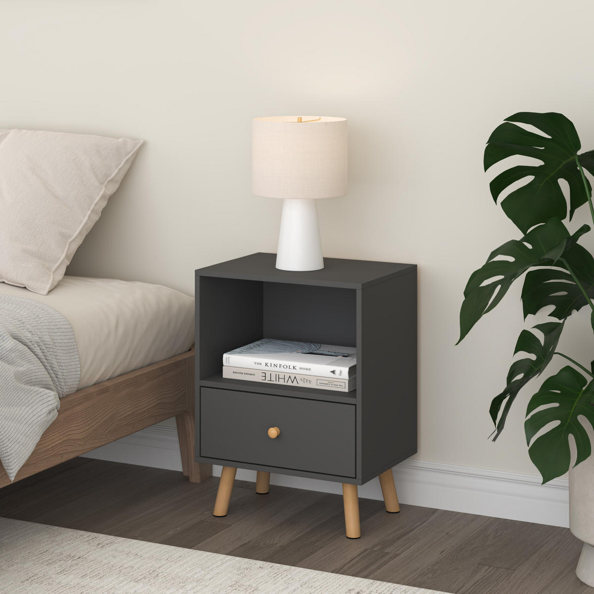 POMOCNÝ STOLEK Sundsvall - přírodní/tmavě šedá, dřevo/kompozitní dřevo (30/40/54cm) - [en.casa]