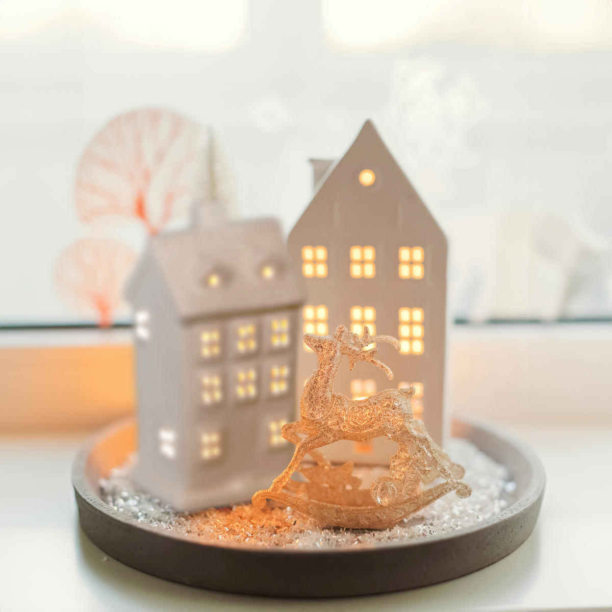 TEELICHTHAUS - Weiß, Keramik (14.5cm) - Relaxdays