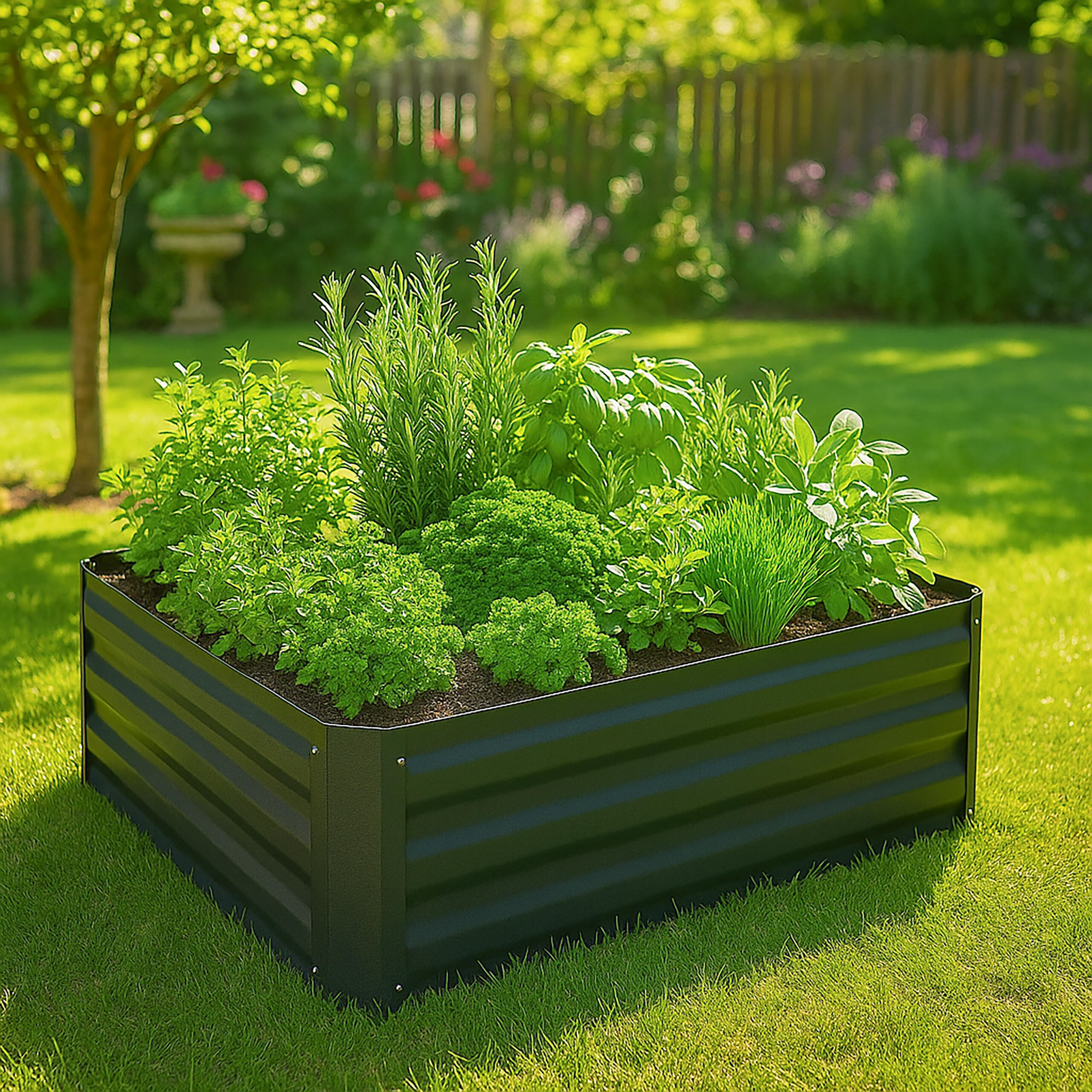 HOCHBEET - Anthrazit, Metall (90/30/90cm) - Relaxdays