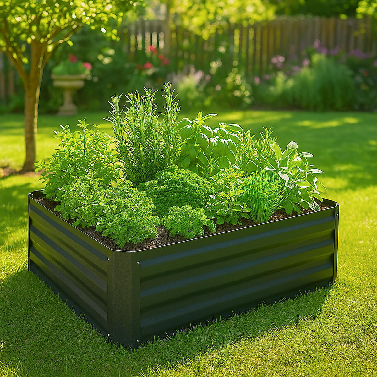 HOCHBEET - Anthrazit, Metall (90/30/90cm) - Relaxdays