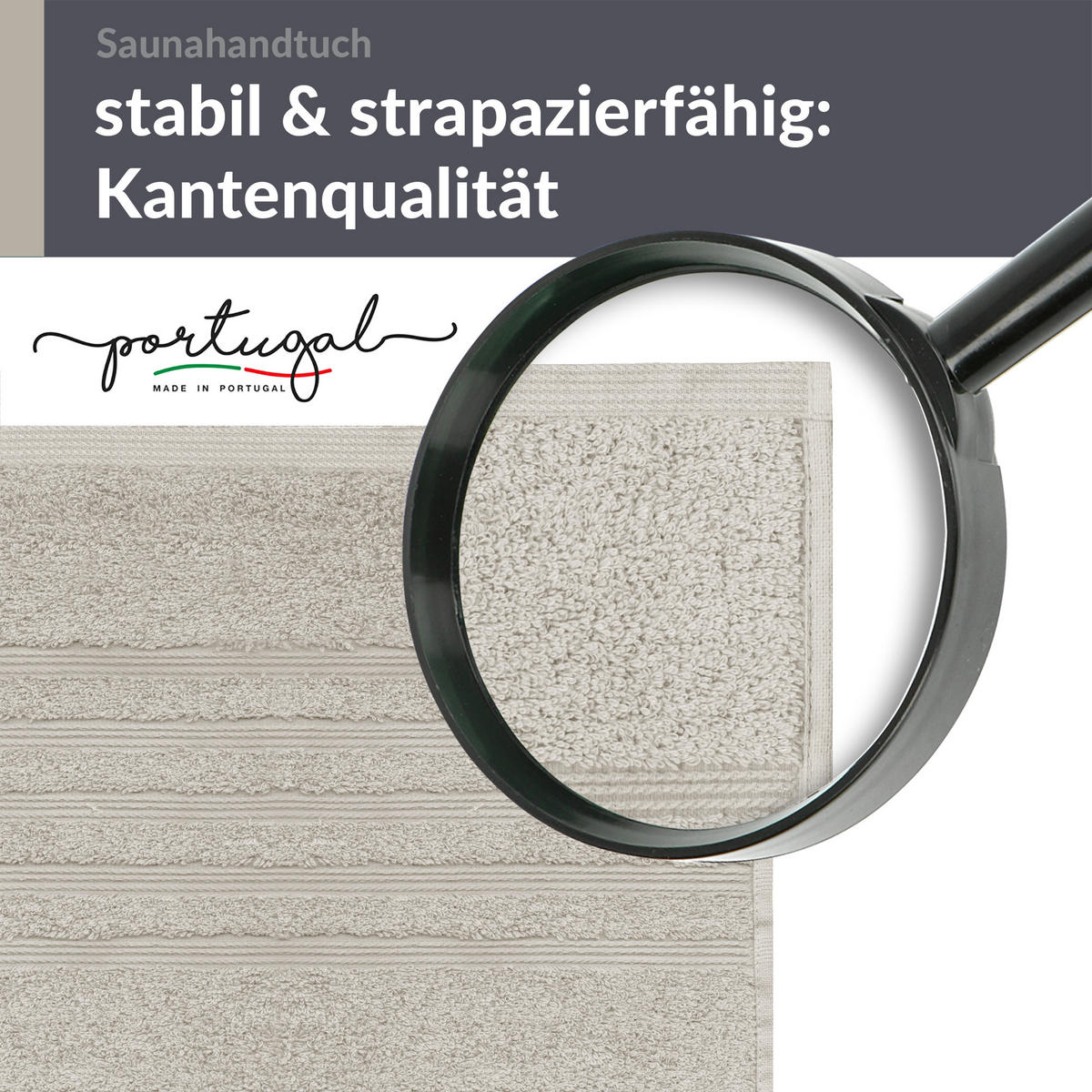 BADETUCH London Kiesel Grau 100x200 cm - Sandfarben, Textil (100/200cm) - Lashuma