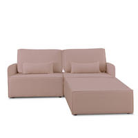 2-SITZER-SOFA Chaiselongue bezogen Bouclé und Kiefernholz Hellrosa LEA - Pink, Textil (188/87/90cm) - RNT By Really Nice Things