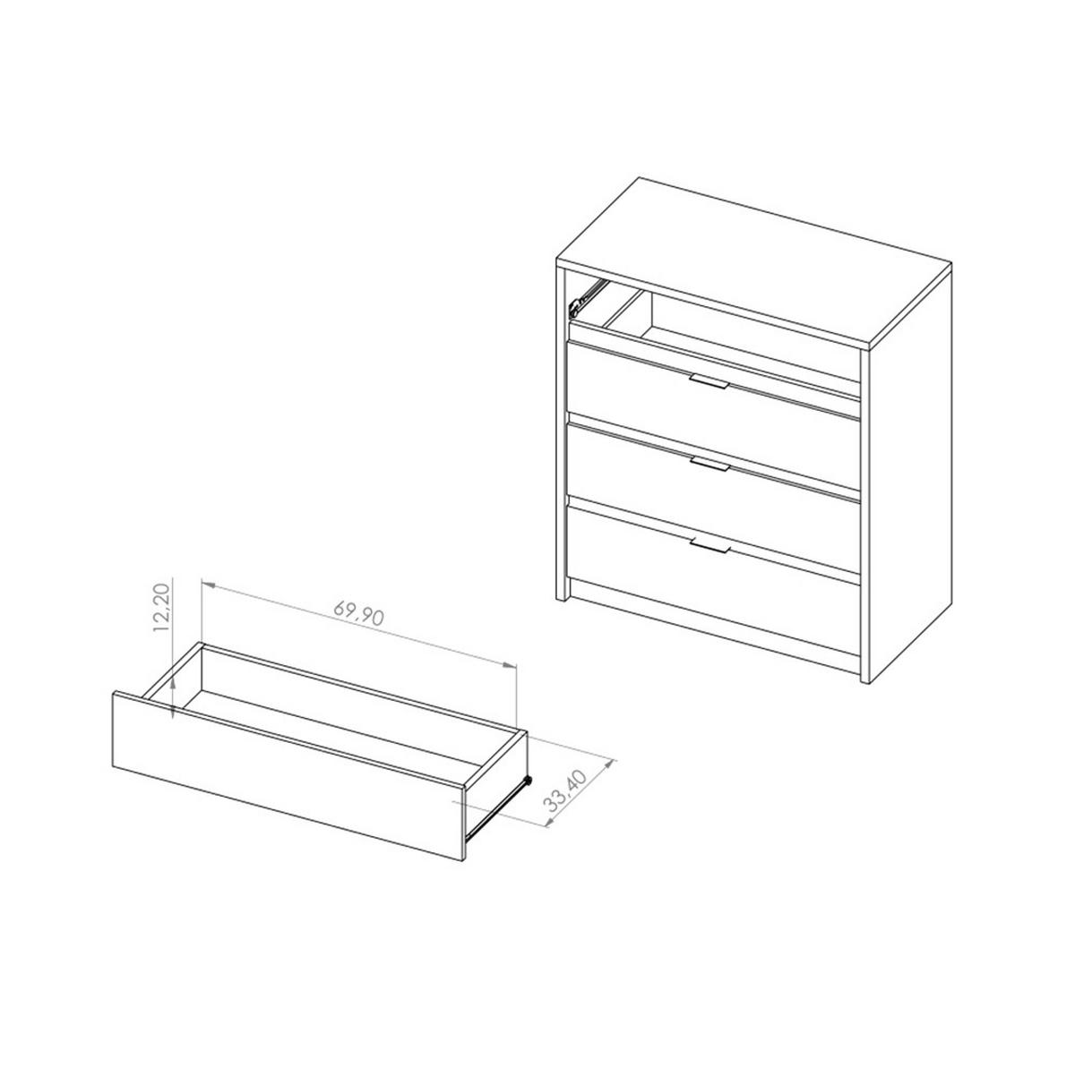 KOMMODE Devon mit 4 Schubladen, Eiche monastery - Eichefarben/Schwarz, Holzwerkstoff/Metall (80.5/90/40cm) - Beautysofa