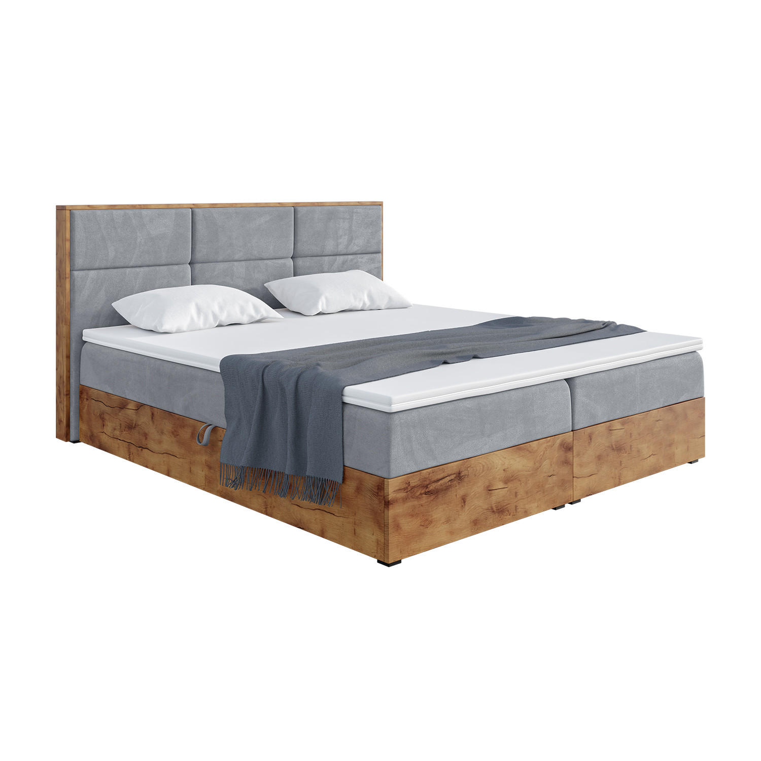 Meblini Boxbett Grau 140x200 cm