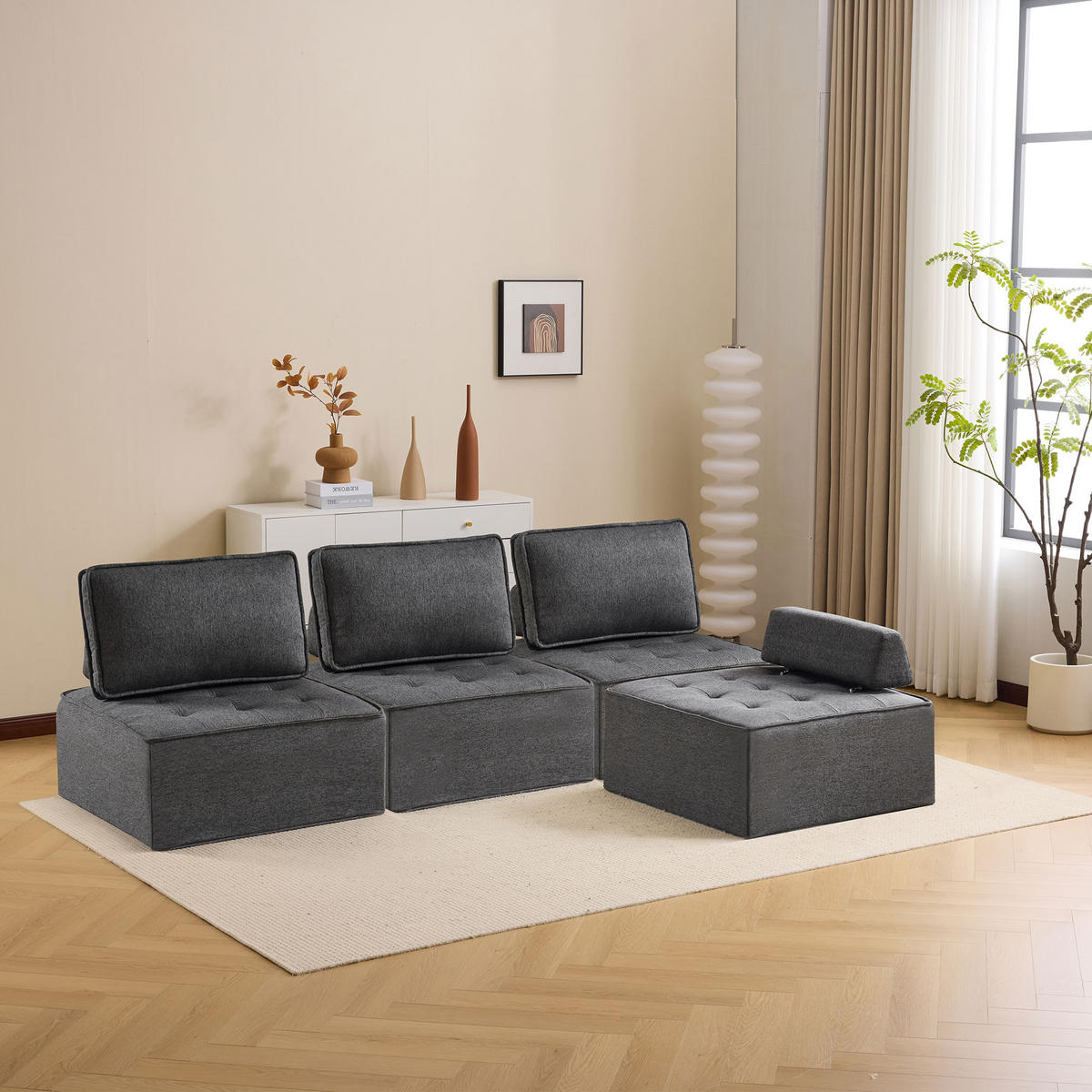SESSEL Einzelsofa – kleine Sitzgarnitur als Sitzsack, bequemes Sofa für Wohnzimmer, Schlafzimmer, Gästezimmer & Kinderzimmer - Dunkelgrau, Textil (81/81/81cm) - Ej. Life