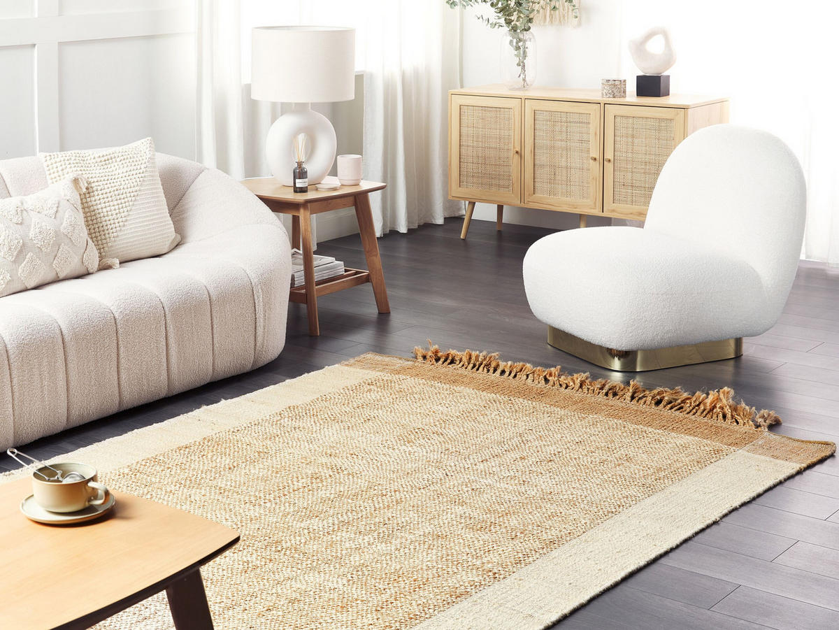 TEPPICH geflochten Dedemli 230/160 cm - Beige, Naturmaterialen (160/230cm) - Beliani