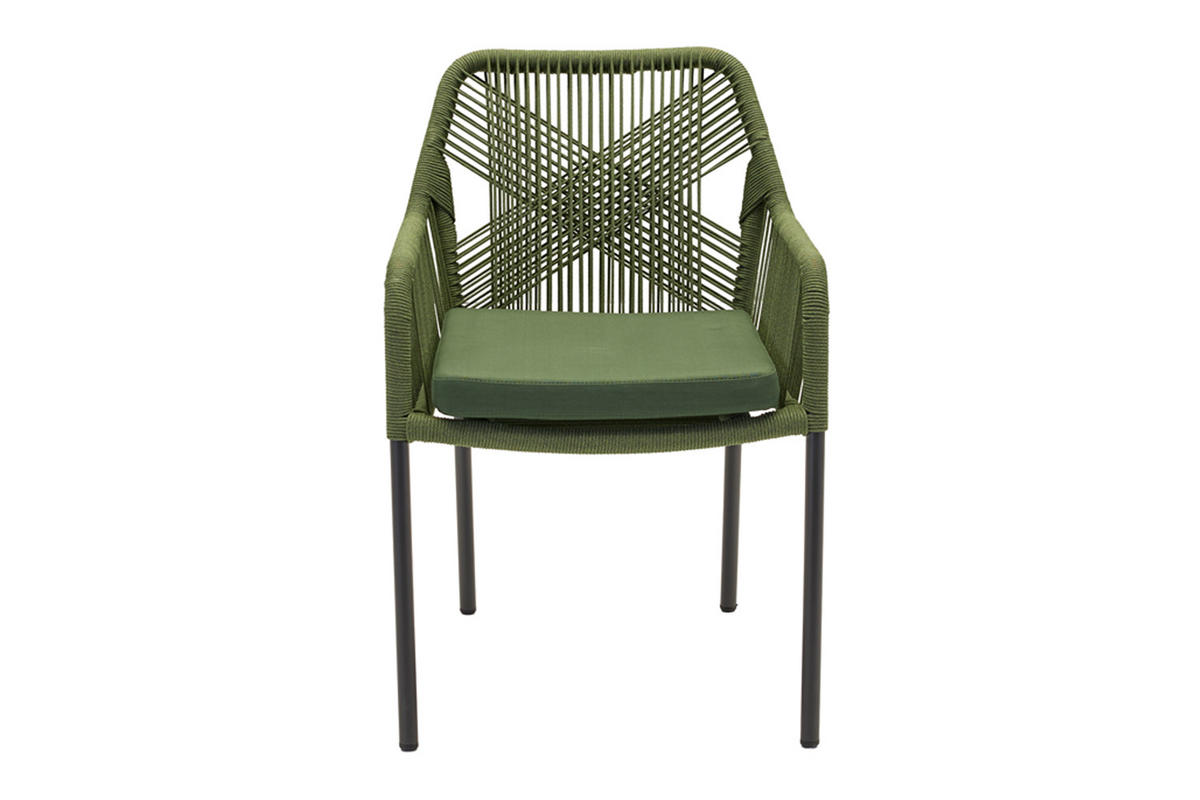 GARTENSTUHL Pierre 84x56x64 cm, Rope Grün - Grün, Metall (56/84/64cm) - dasmöbelwerk