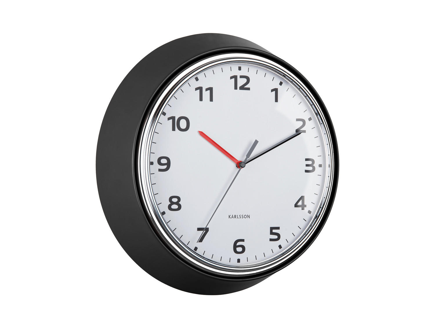 WANDUHR Modern Retro Ø34 cm - Schwarz, Metall (34/1/34cm) - Karlsson
