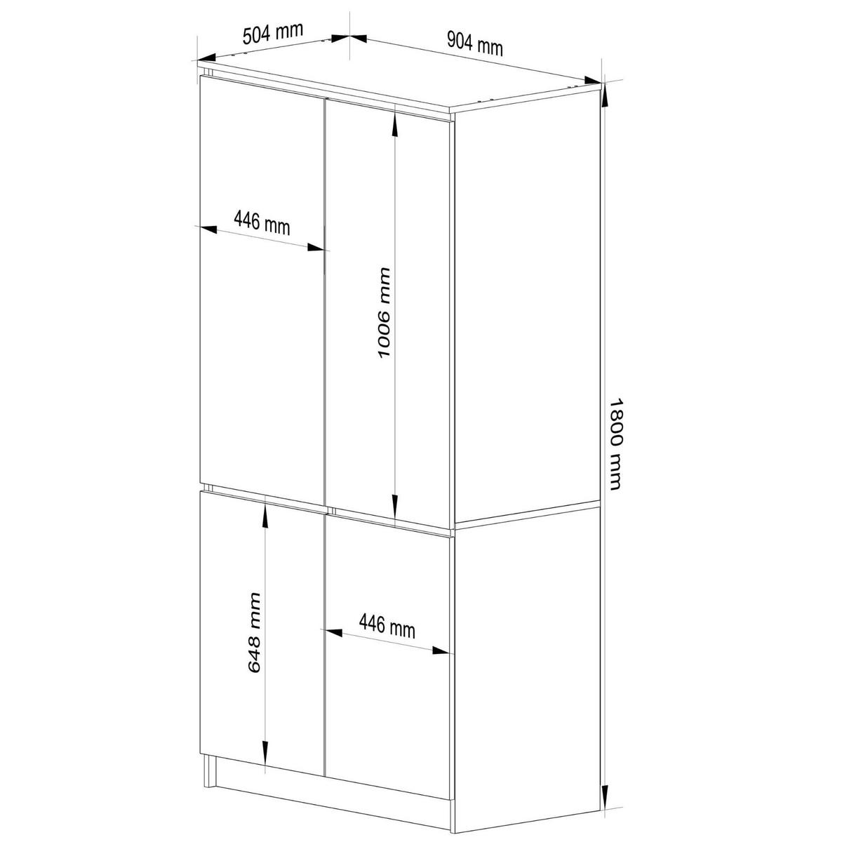 KLEIDERSCHRANK S90 4D, Weiß, 90x51x180 cm - Weiß, Holz (51/180/90cm) - Milordbikes