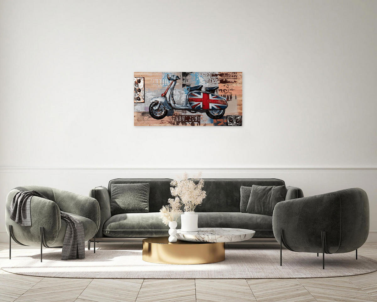 WANDBILD Beige 100/50 cm - Beige, Holz/Metall (3.5/50cm) - KUNSTLOFT