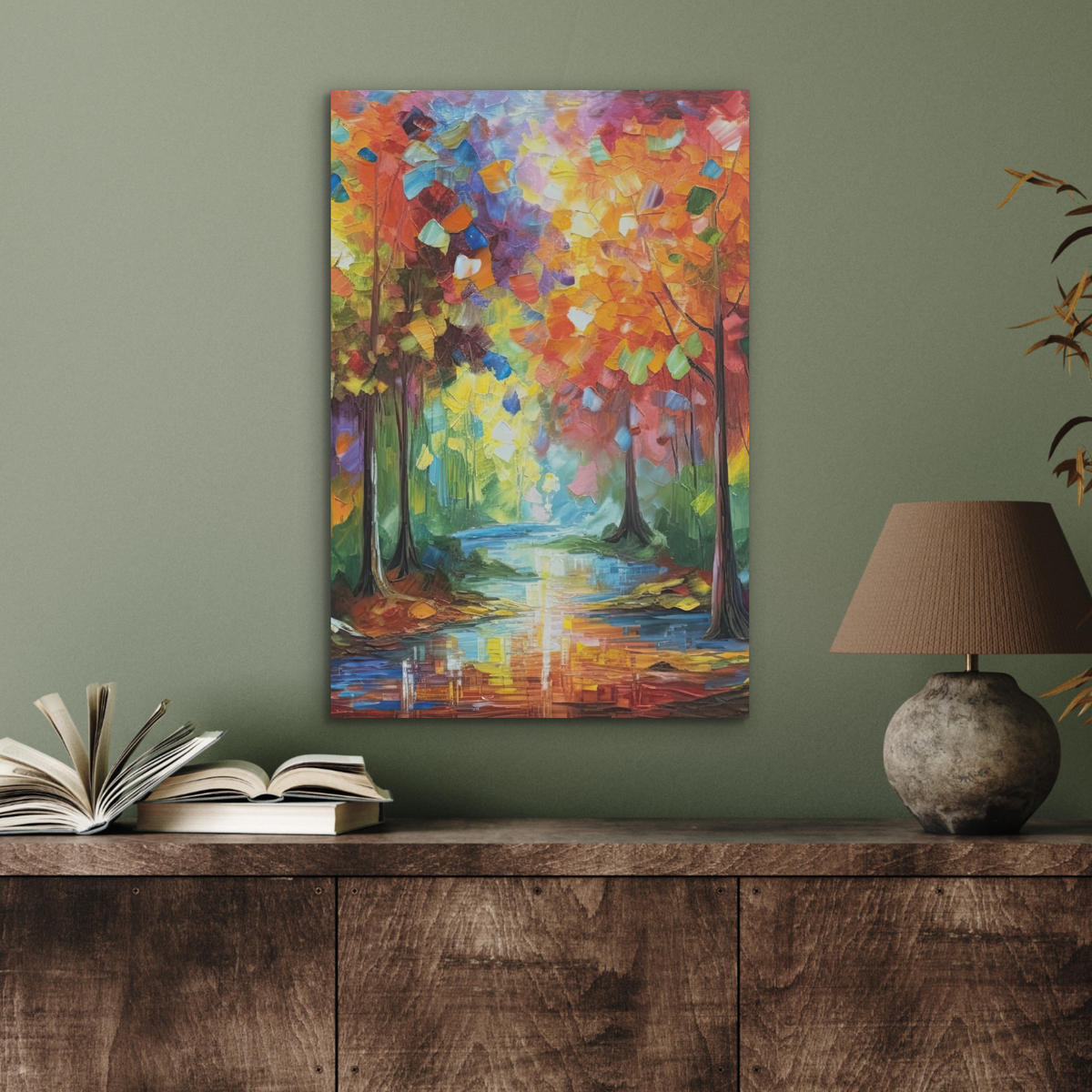 AKUSTIKBILD Landschaft - Wald - Farben - Natur Kunstdruck Schlafzimmer 50x70 cm - Multicolor, Kunststoff (50/70/0.9cm) - MuchoWow