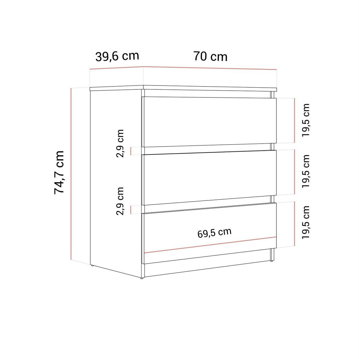 HIGHBOARD HANA M3 Weiß - Weiß, Holzwerkstoff (70/75/40cm) - Lookway