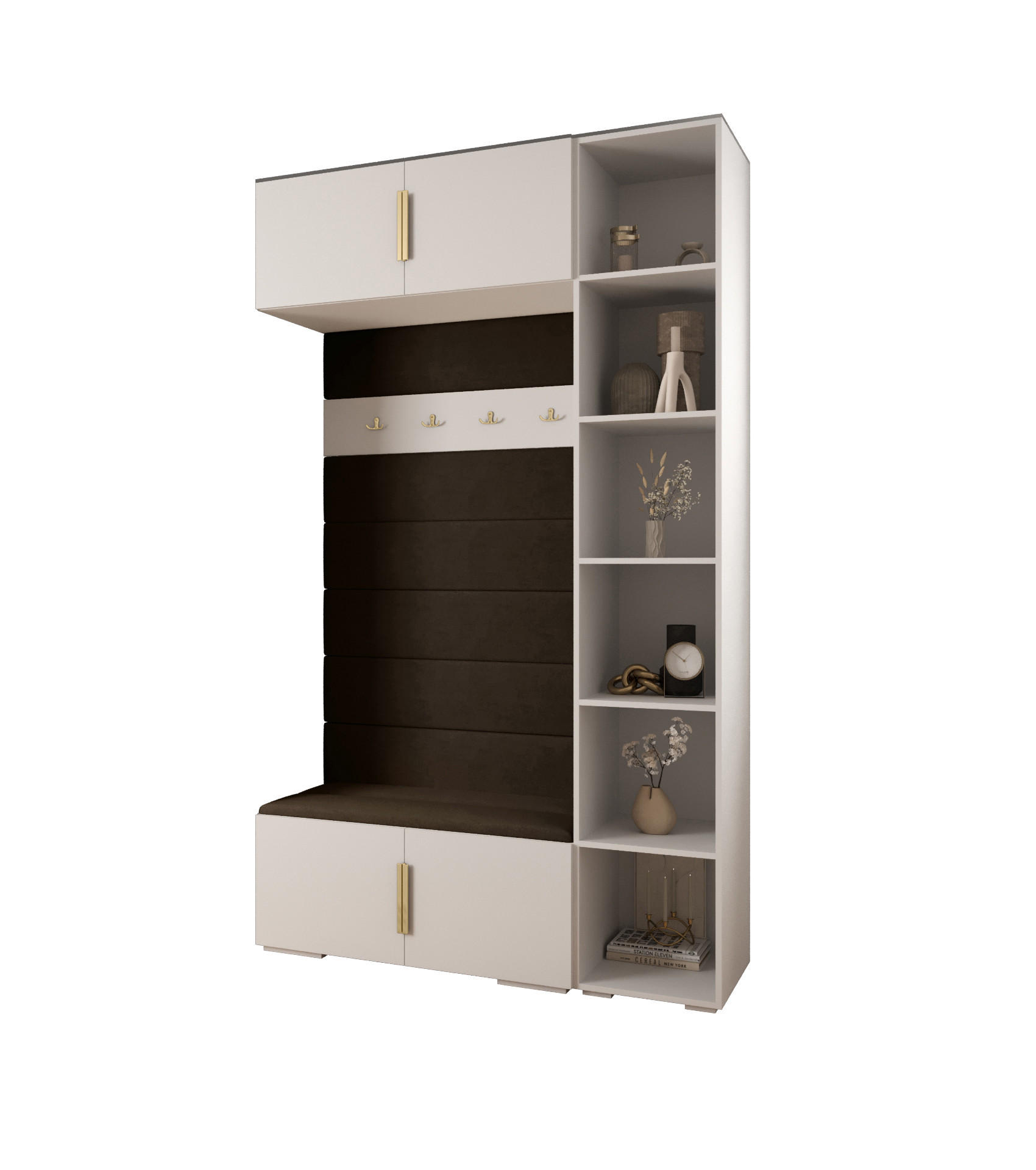 GARDEROBEN-SET 236,7/140/47 - Goldfarben/Weiß, Holz/Kunststoff (140/236.7/47cm) - Abiks Möbel