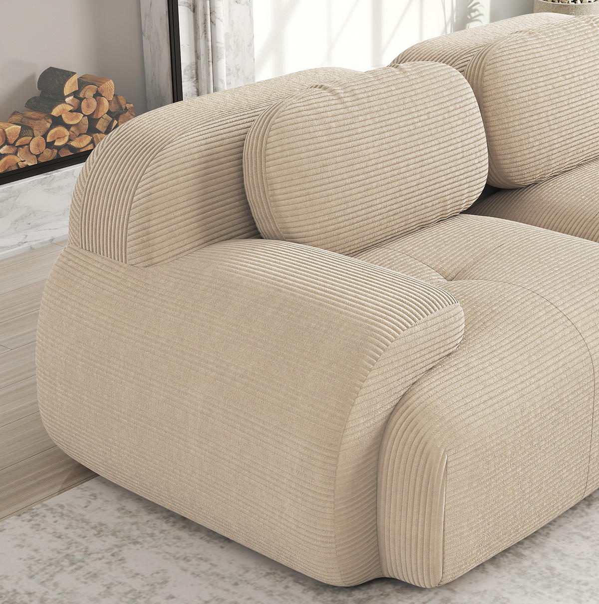ECKSOFA modular rahmenlos Cord Beige - Beige, Kunststoff (178/388cm) - Meubliv