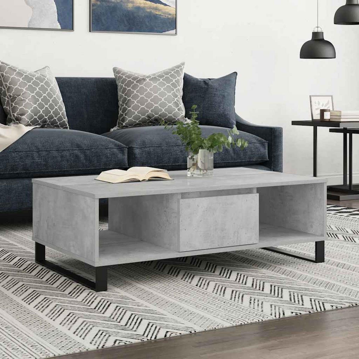 COUCHTISCH Betongrau 104x60x35 cm Holzwerkstoff - Grau, Holzwerkstoff (104/60/35cm) - furnicato
