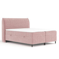 BOXBETT 180/200 cm Corvus, in Rosa, Matratze, Topper, Bettkasten, H4 = sehr fest - Pink/Schwarz, Holz/Holzwerkstoff (180/200cm) - Maison de Reve