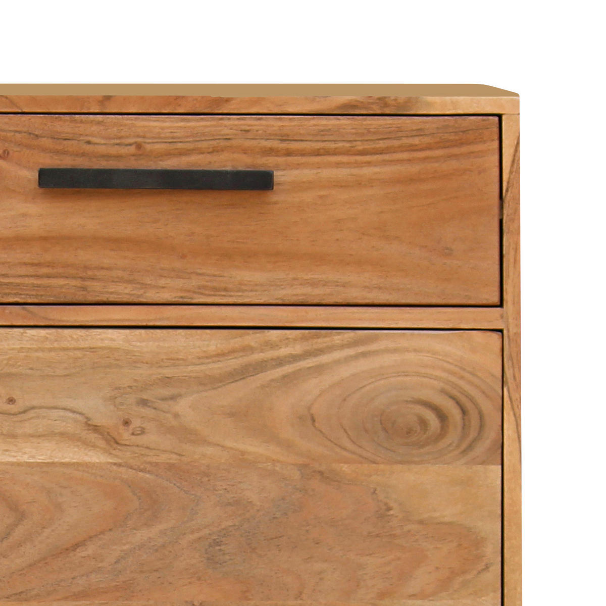 SCHUHKOMMODE - Akazie massiv / Eisen - Akaziefarben, Holz (110/120/37cm) - home24