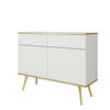 SIDEBOARD BANFF KOM2-2D2S Goldene Metallbeine, Weiß - Weiß, Holzwerkstoff/Kunststoff (107/85/39cm) - Komodee