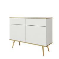 SIDEBOARD BANFF KOM2-2D2S Goldene Metallbeine, Weiß - Weiß, Holzwerkstoff/Kunststoff (107/85/39cm) - Komodee