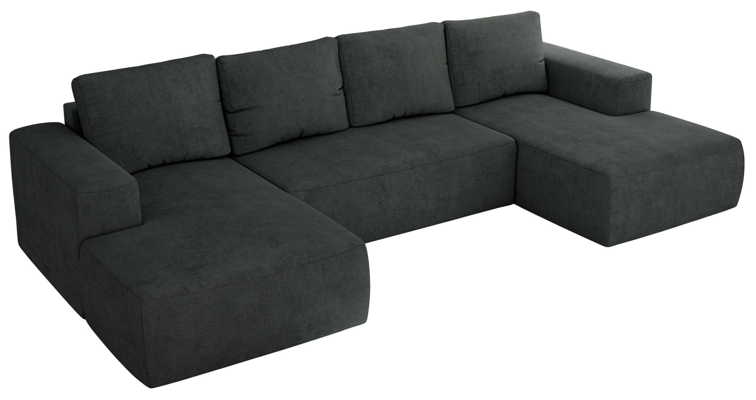 WOHNLANDSCHAFT TRENTINO U Dunkelgrau Struktur - Dunkelgrau, Textil (334/91/163cm) - MKS