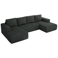 WOHNLANDSCHAFT TRENTINO U Dunkelgrau Struktur - Dunkelgrau, Textil (334/91/163cm) - MKS