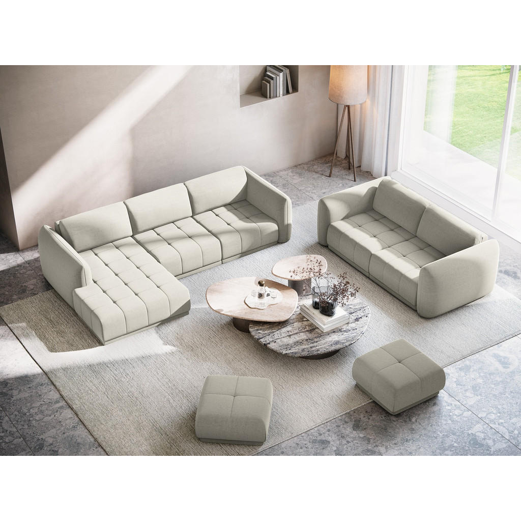 Thumbnail - Makamii Ecksofa, Perlmutt, Textil, 3-Sitzer, Füllung: Schaumstoff, L-Form, Ottomane links, 290x170 cm, Made in EU, Wohnz...