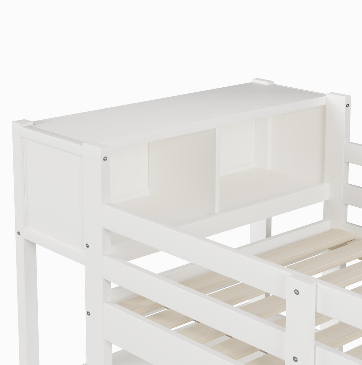 HOCHBETT 90/200 cm aus Kiefer und MDF mit Schreibtisch, Regalen und Kleiderschrank Weiß - Weiß, Holz (90/200cm) - Modenvie