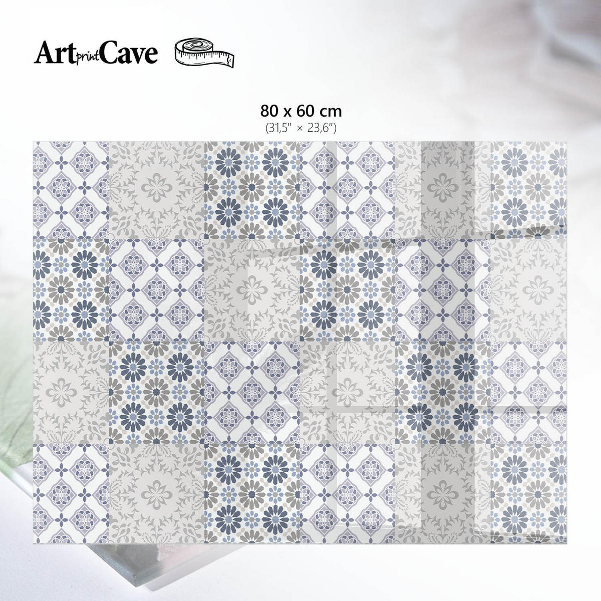 GLASPLATTE 80x60 cm – Blumensymmetrie - Beige, Glas (0.4/80/60cm) - ArtPrintCave