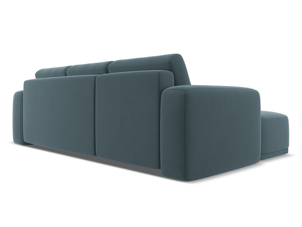 ECKSOFA mit Schlaffunktion Samt Stoff Blau - Blau/Petrol, Kunststoff/Textil (258/160cm) - Makamii
