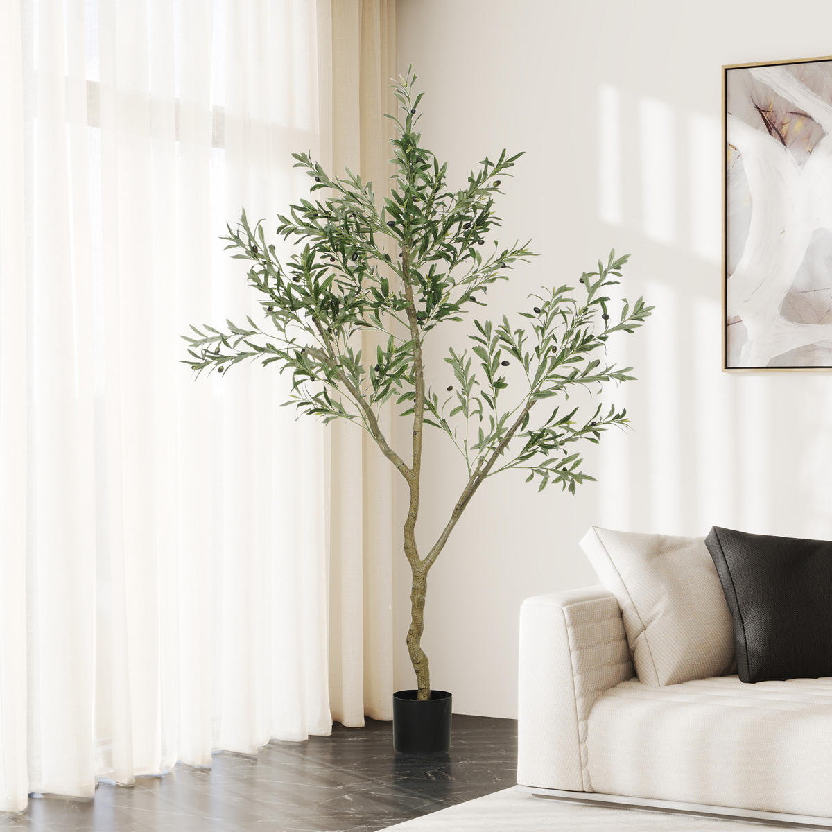 KÜNSTLICHER Olivenbaum groß 180 cm - Grün, Kunststoff (180cm) - HOMCOM