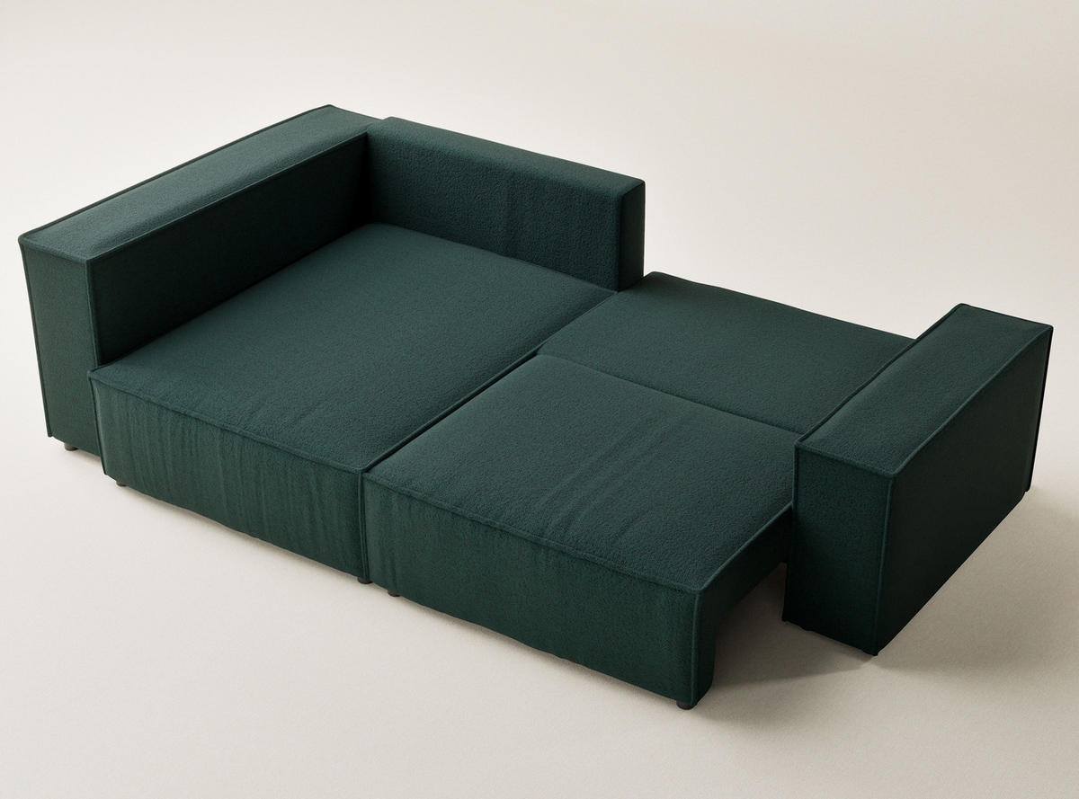 ECKSOFA MIT SCHLAFFUNKTION Tonga Grün Webstoff - Schwarz/Grün, Holz/Holzwerkstoff (105/225cm) - Maison de Reve