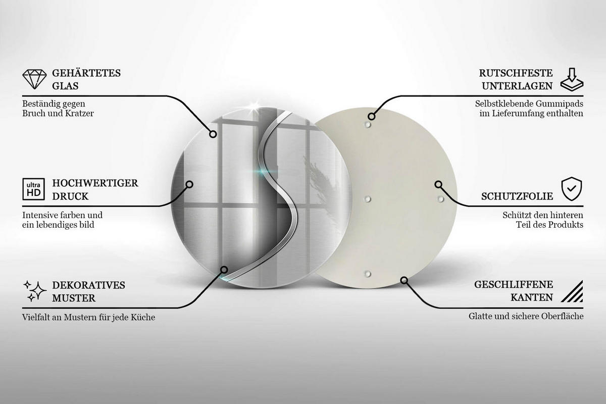 GLASPLATTE Ø 40 cm Silber Metall Abstraktion - Silberfarben, Glas (40/40cm) - Wallfluent