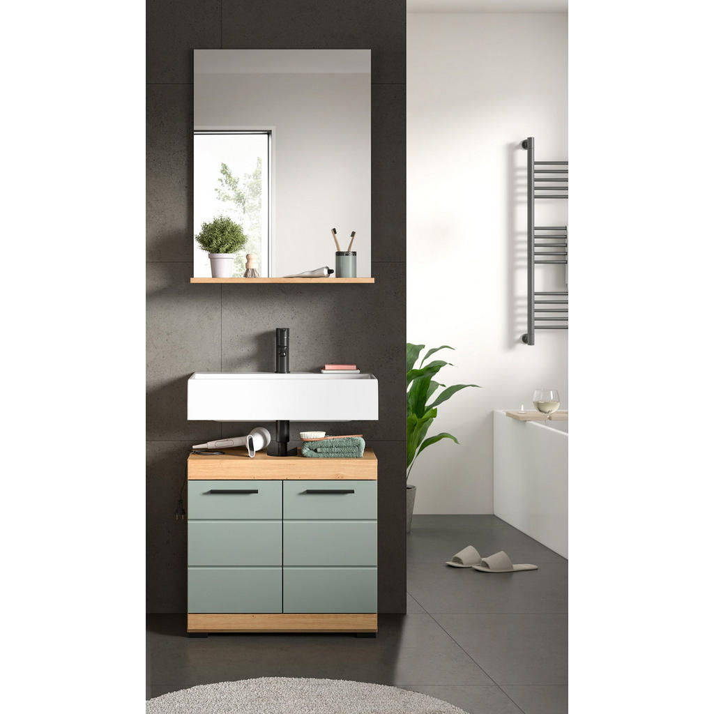 Thumbnail - Inn.Furn Spiegel, Eiche Artisan, Holzwerkstoff, Glas, Metall, Uni, Holz Optik, Rechteckig, 60x79x18 cm, FSC Mix, Badezim...