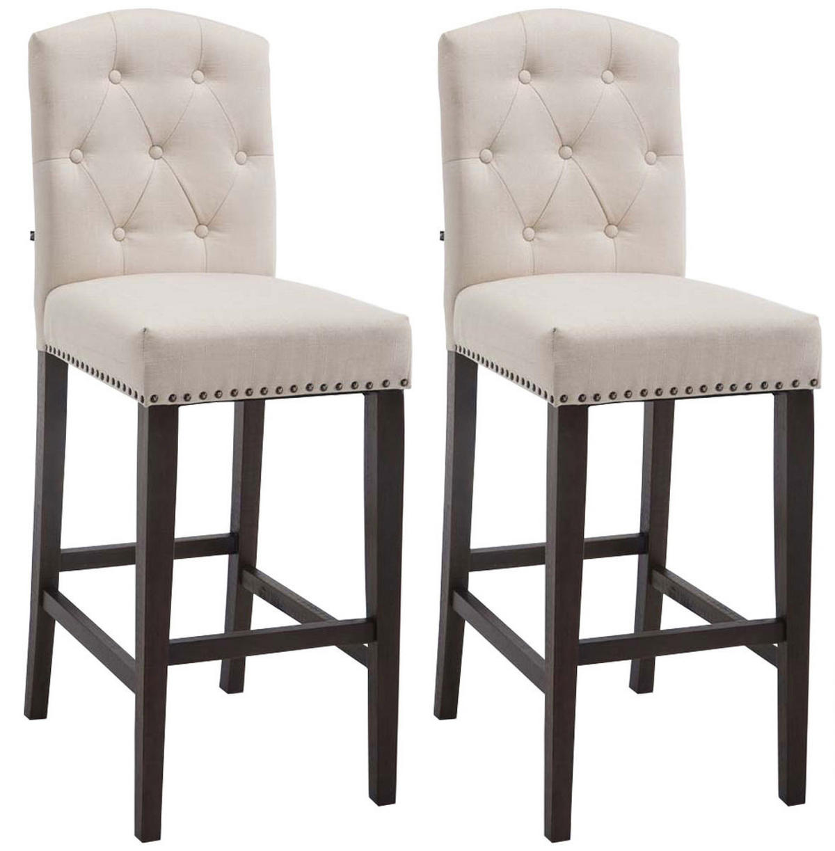 BARHOCKER 2er Set Stoff creme - Creme, Holz/Textil (42/113/57cm) - CLP