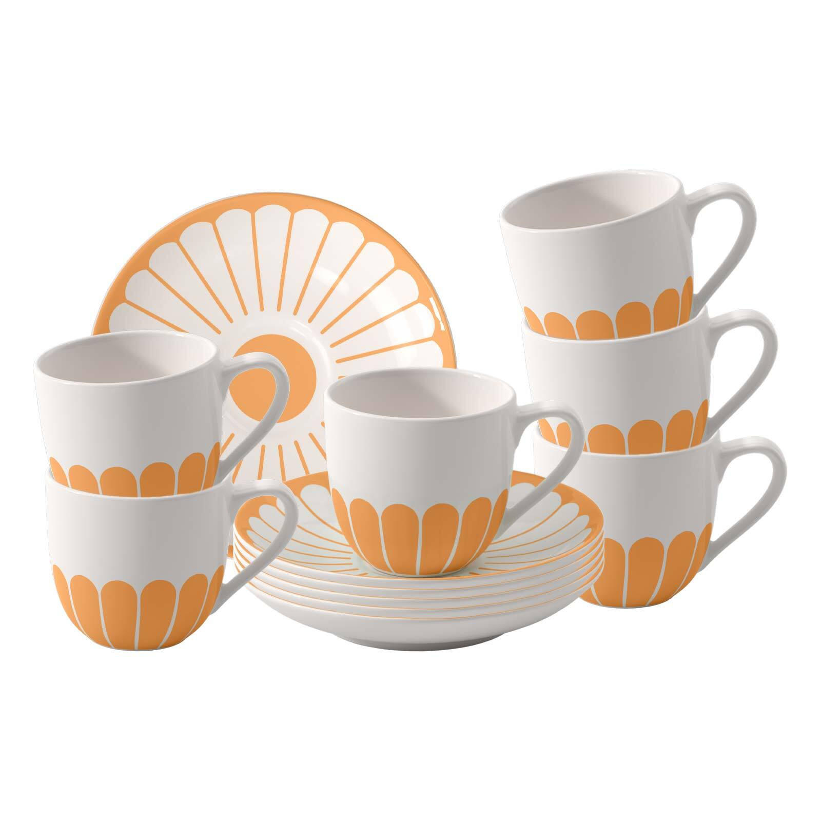 ESPRESSOTASSEN MIT UNTERTASSEN Fleur Couleur Soleil 70 ml 6er Set - Gelb, Keramik (11.7/8/11.7cm) - Villeroy & Boch