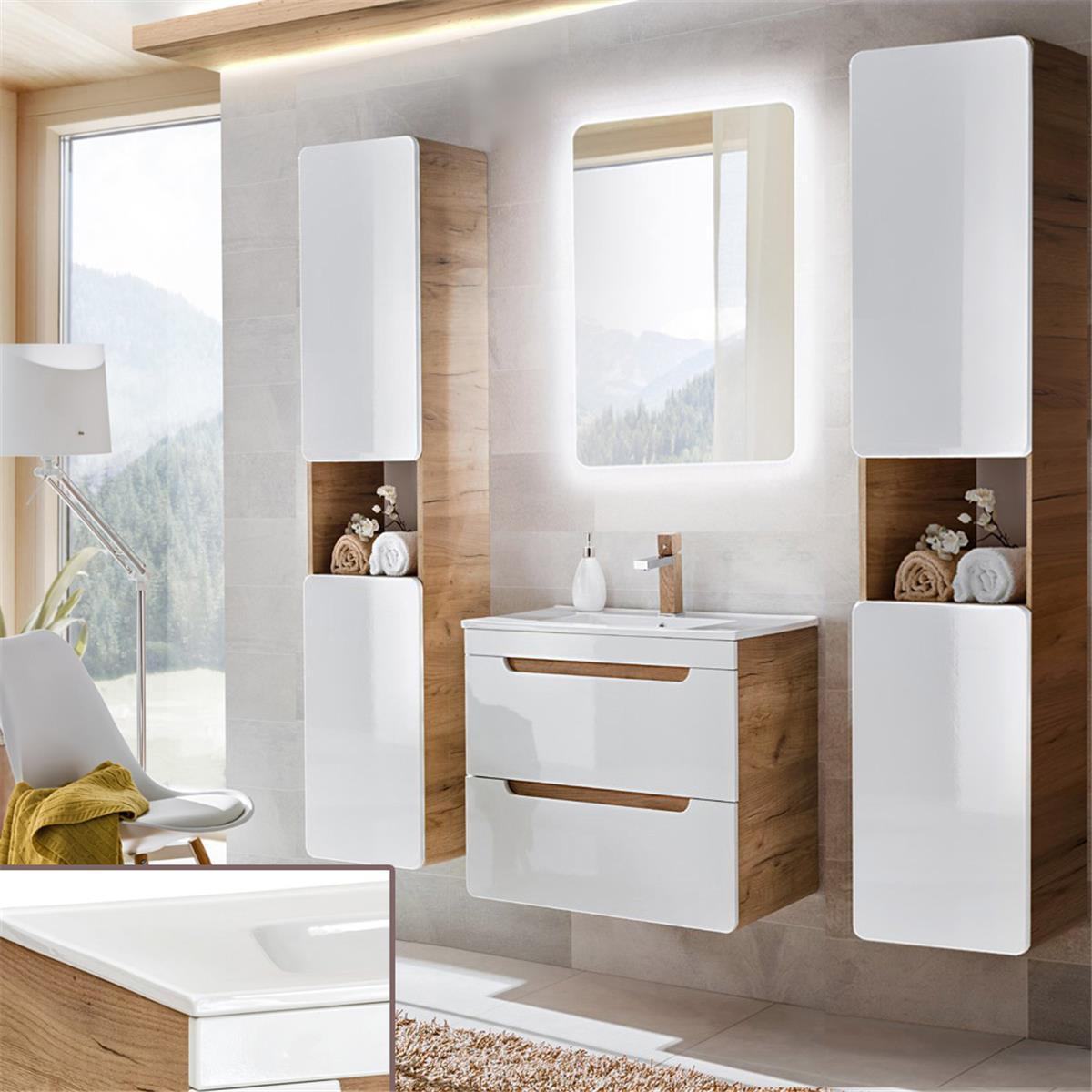 Lomado Badmöbel-Set Weiß 160x200x46 cm