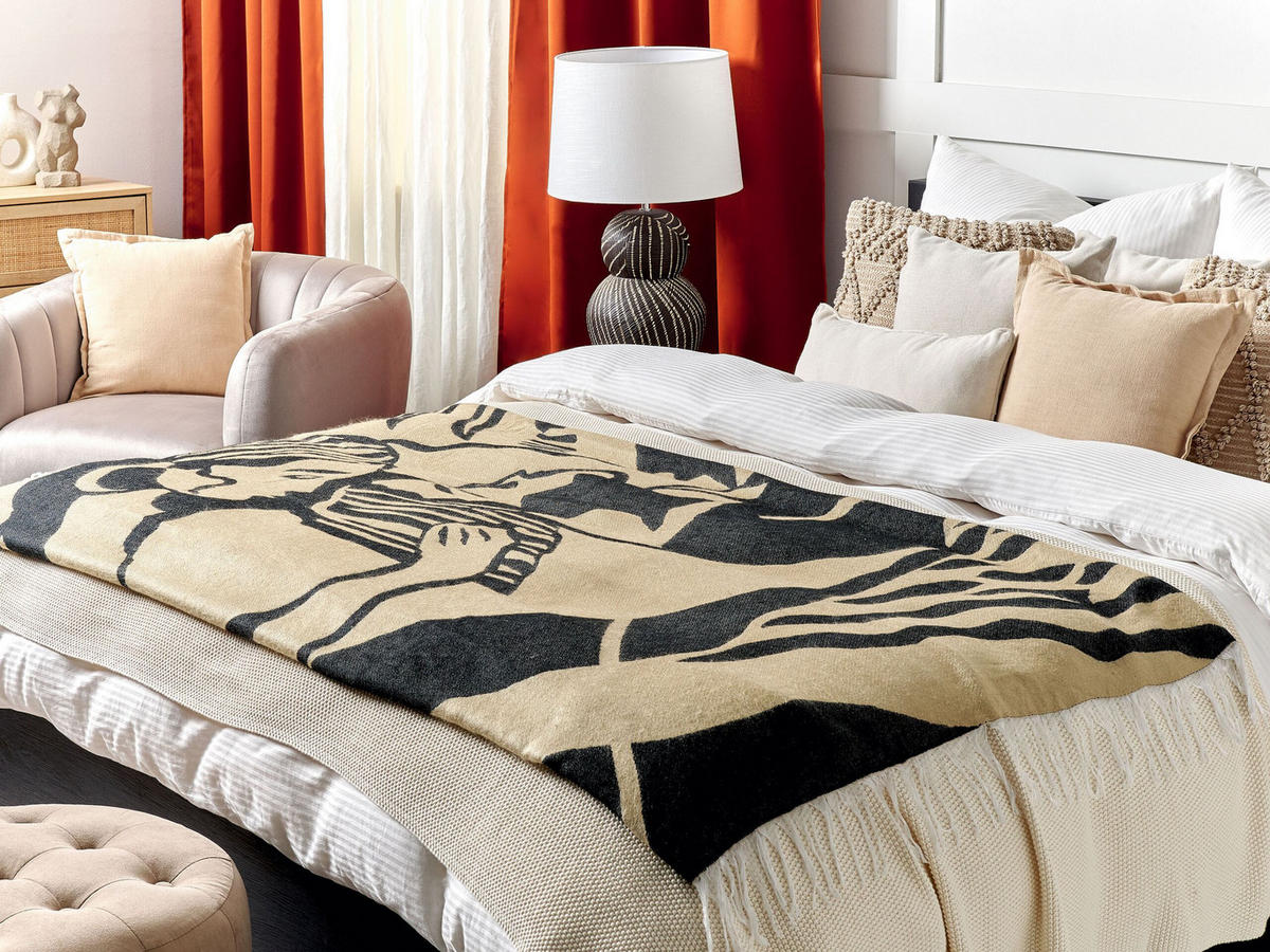 DECKE Beige Kudiya 130/170 cm - Beige, Textil (130/170cm) - Beliani