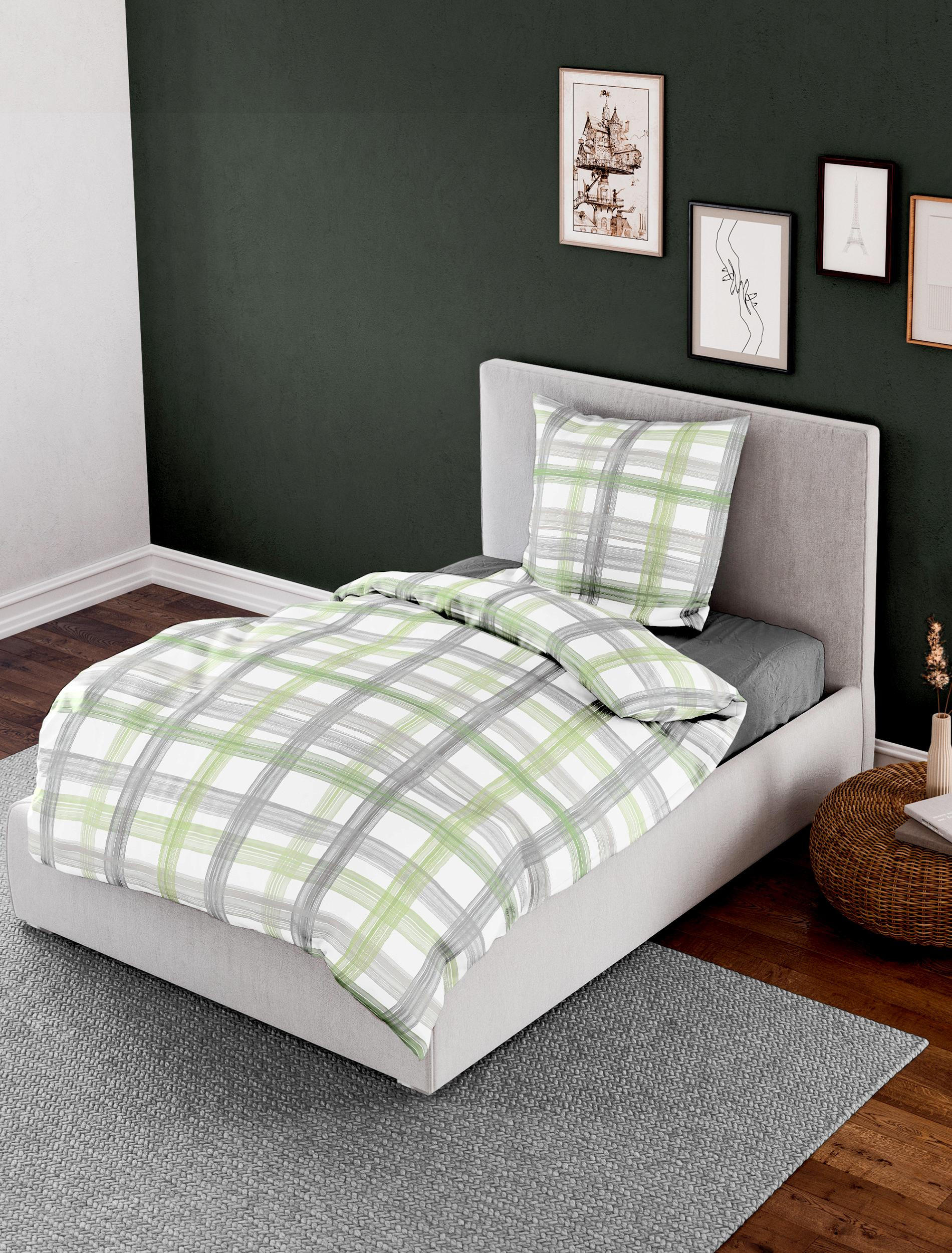 BETTWÄSCHE Seersucker 6958 - Grün, Textil (135/200cm) - Bierbaum