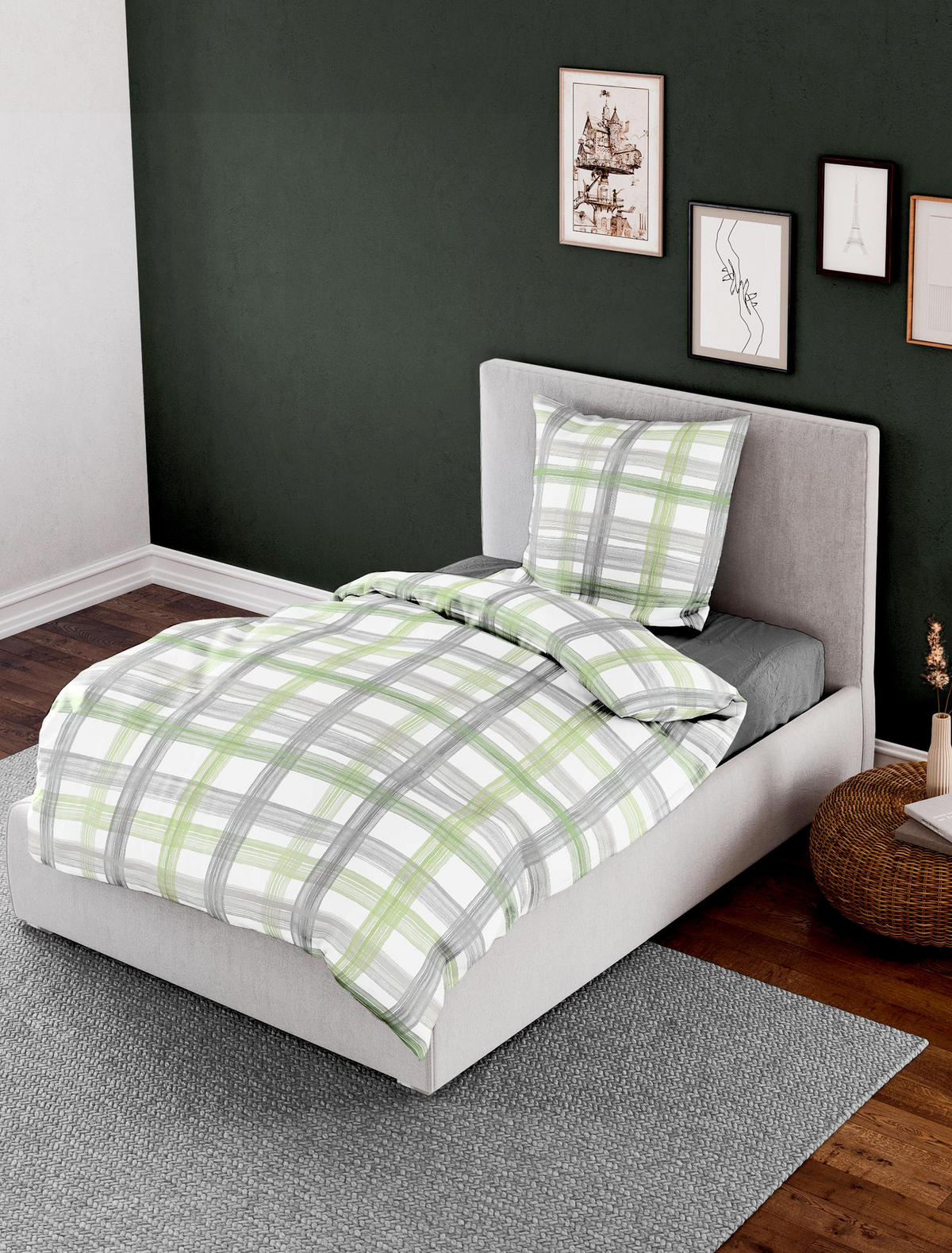 BETTWÄSCHE Seersucker 6958 - Grün, Textil (135/200cm) - Bierbaum