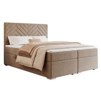 BOXBETT NEREA 160/200 cm mit Matratze und Topper, Hellbraun - Hellbraun, Textil (160/200cm) - Idohome