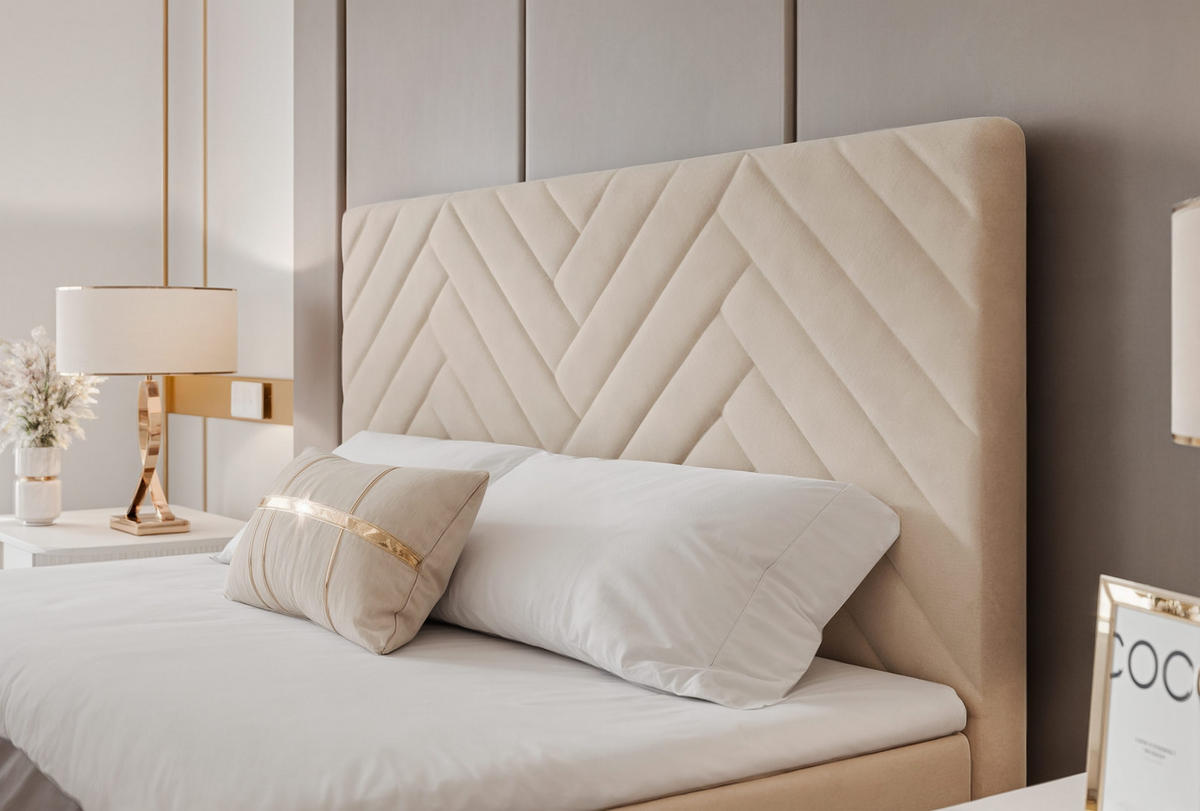 BOXBETT NEREA PLUS 160/200 cm mit Matratze und Topper, Hellbeige - Sandfarben, Holzwerkstoff/Textil (160/200cm) - Idohome