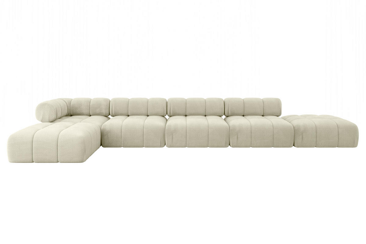 ECKSOFA modulares Sofa Kerru-L3 - 475x190x70 cm Beige Velours - Beige, Holzwerkstoff/Textil (475/190cm) - ALTDECOR