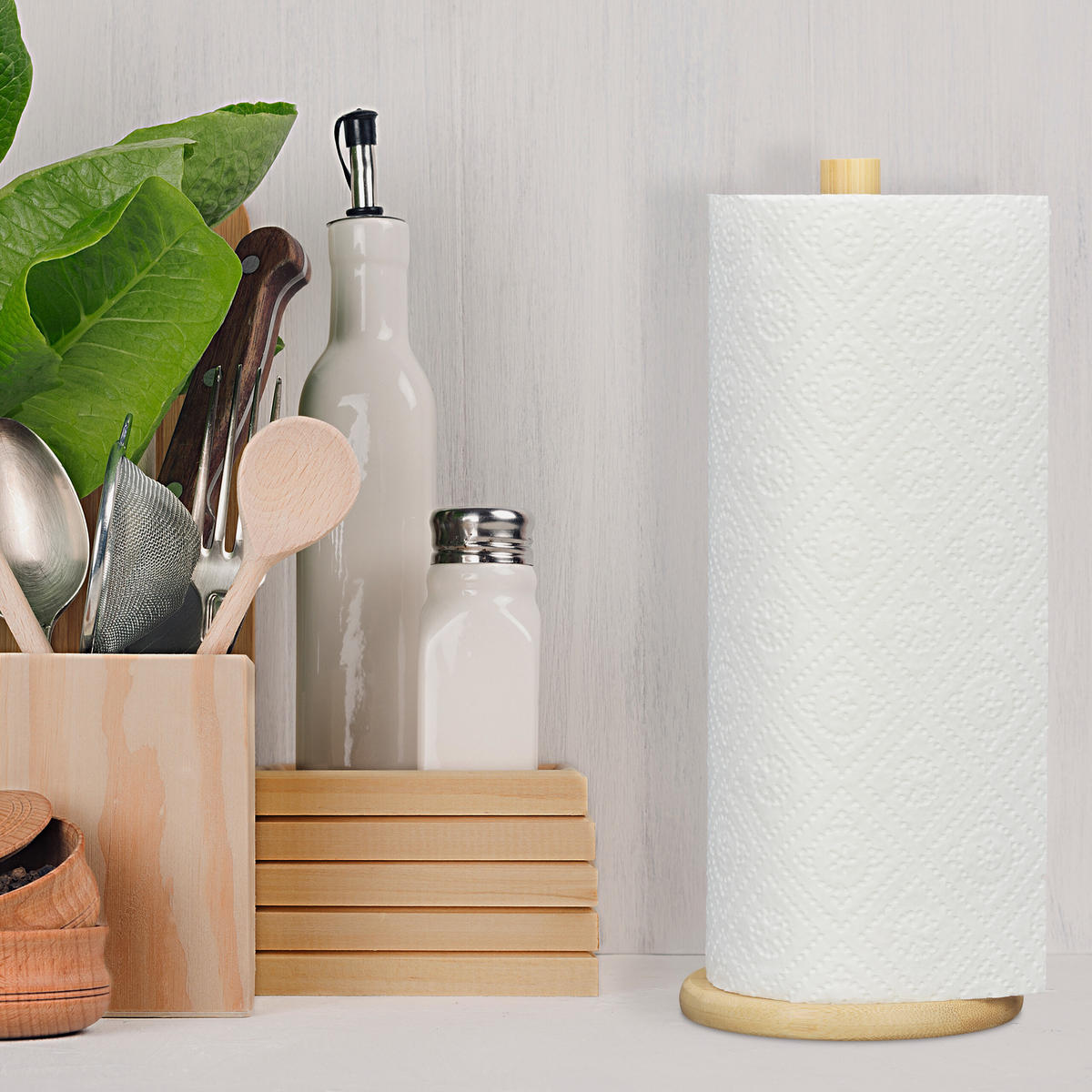 KÜCHENROLLENHALTER - Hellbraun, Holz (11.5/28/11.5cm) - Relaxdays