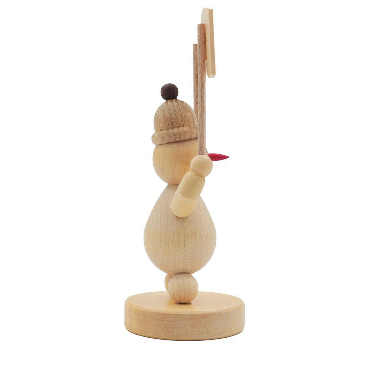 HOLZFIGUR Schneemann Junior mit Willkommengruß auf Sockel 9 cm - Multicolor, Holz (5/1/0.1cm)