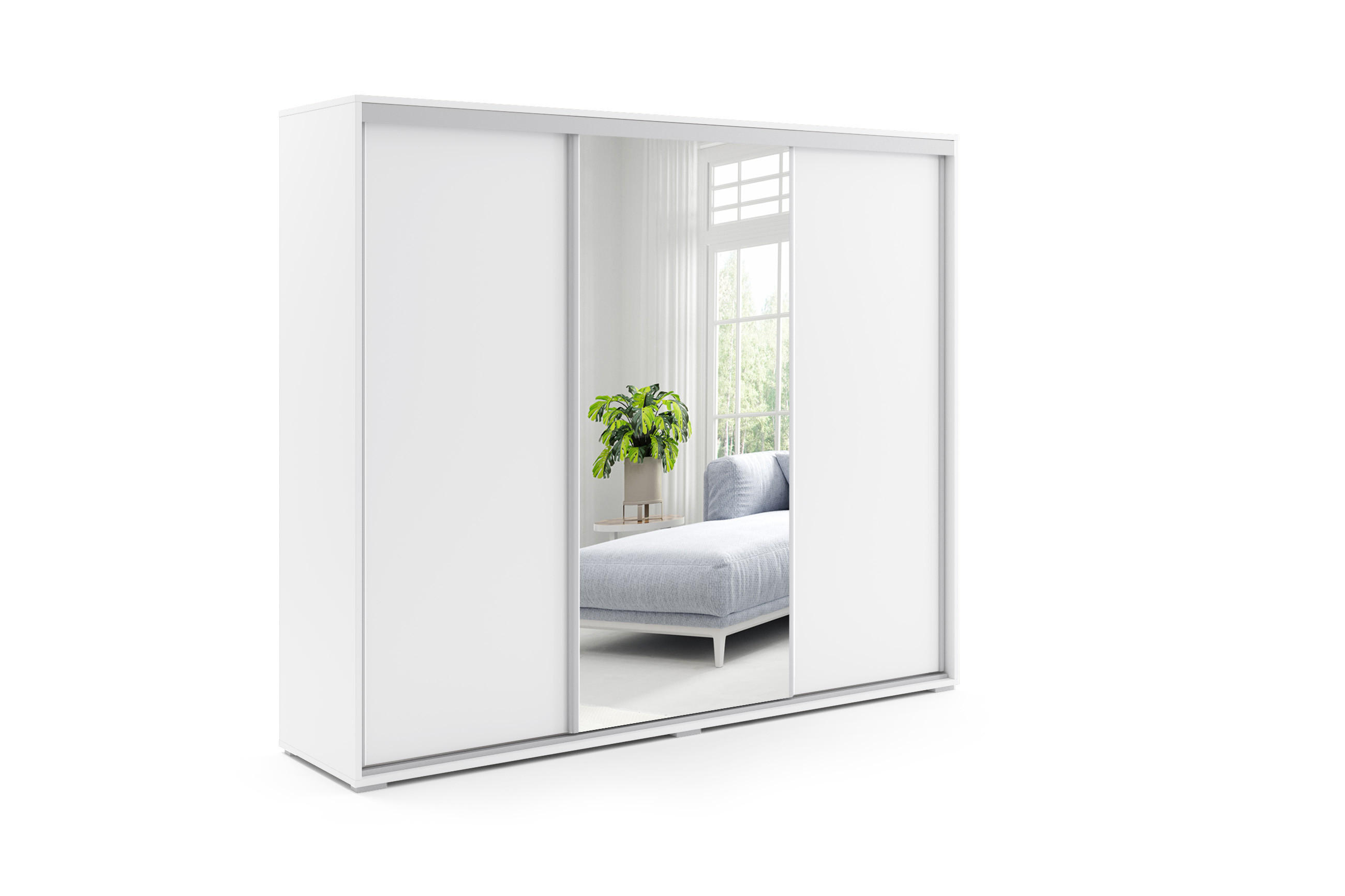 SCHIEBETÜRENSCHRANK A25 - Weiß - Weiß, Holzwerkstoff (250/245/62cm) - BM-Möbel