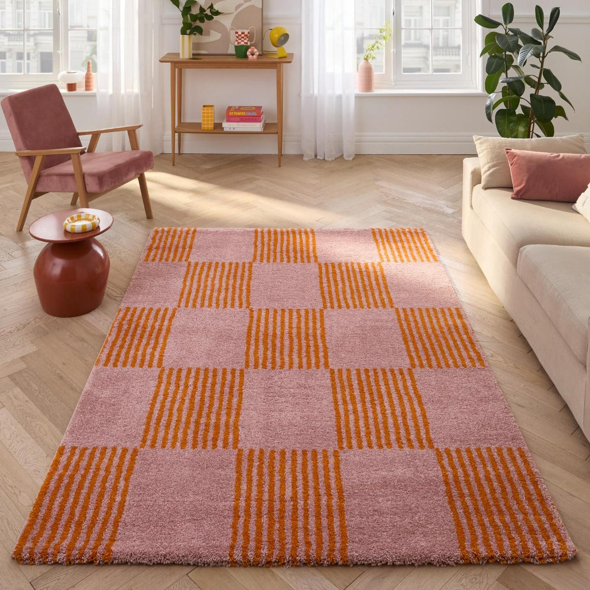TEPPICH vintage mit blumenmuster orange Groovy 200x280 cm - Orange, Textil (200/280cm) - Nazar Rugs