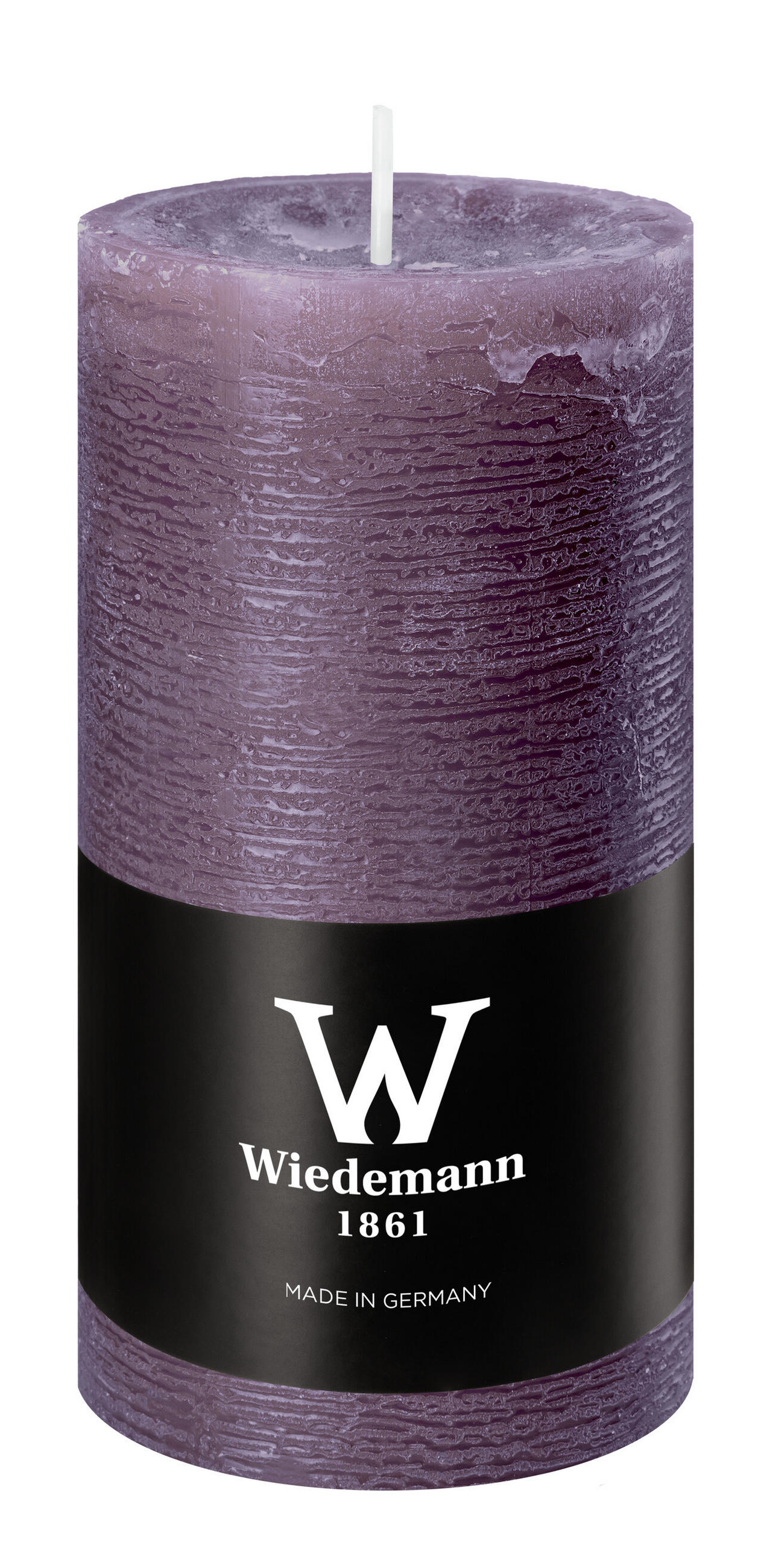 STUMPENKERZE Rustik Marble Style Mauve Lila 120 x Ø 58 mm, 1 Stück - Mauve, Paraffin (6/12cm) - Wiedemann Kerzen