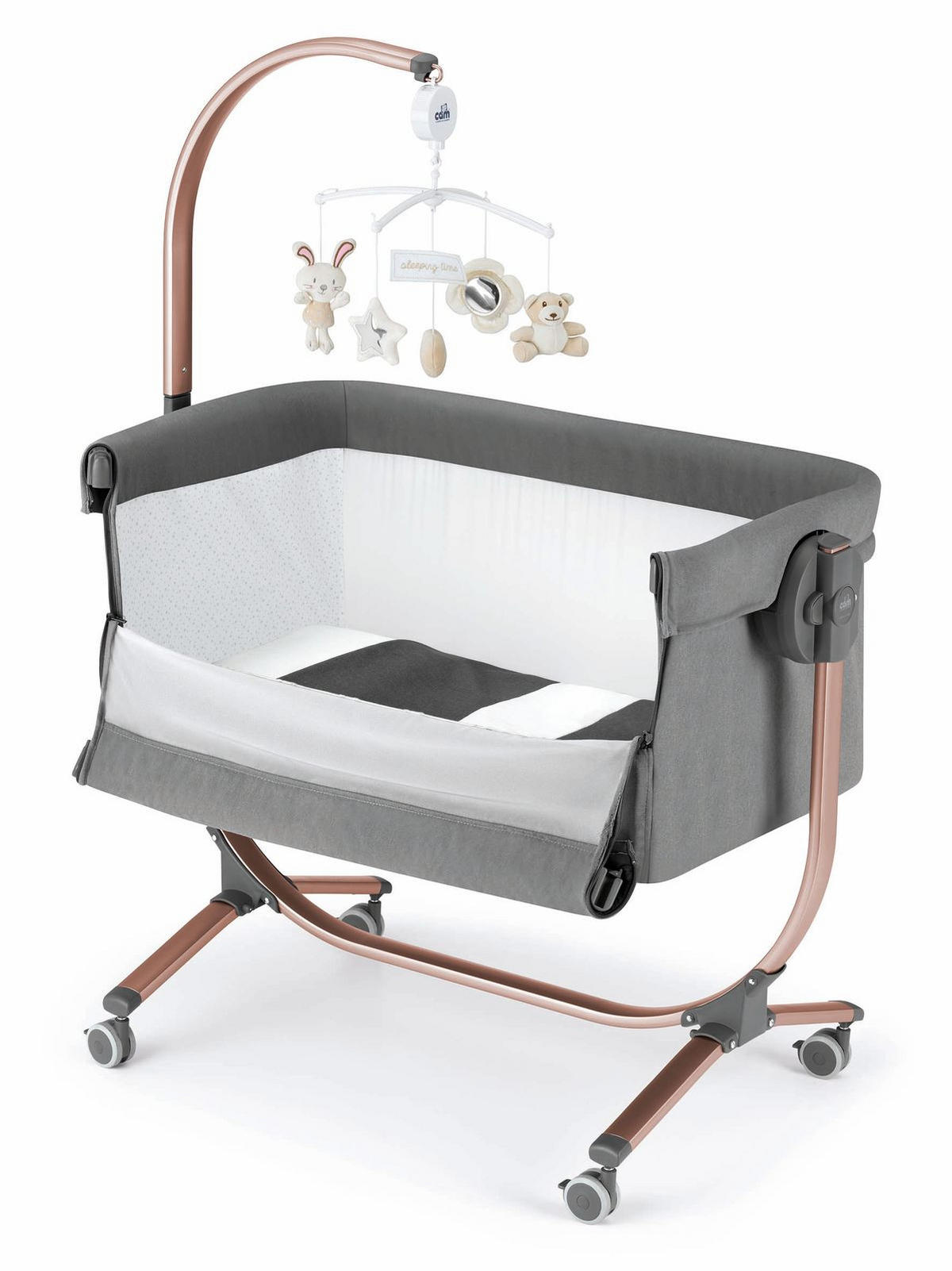 BEISTELLBETT Babybett für Babys Cullami | für 0-9 kg | 8-fach höhenverstellbar | Anthrazit - Anthrazit, Textil (75/15/110cm) - Cam il Mondo del Bambino S.p.A.