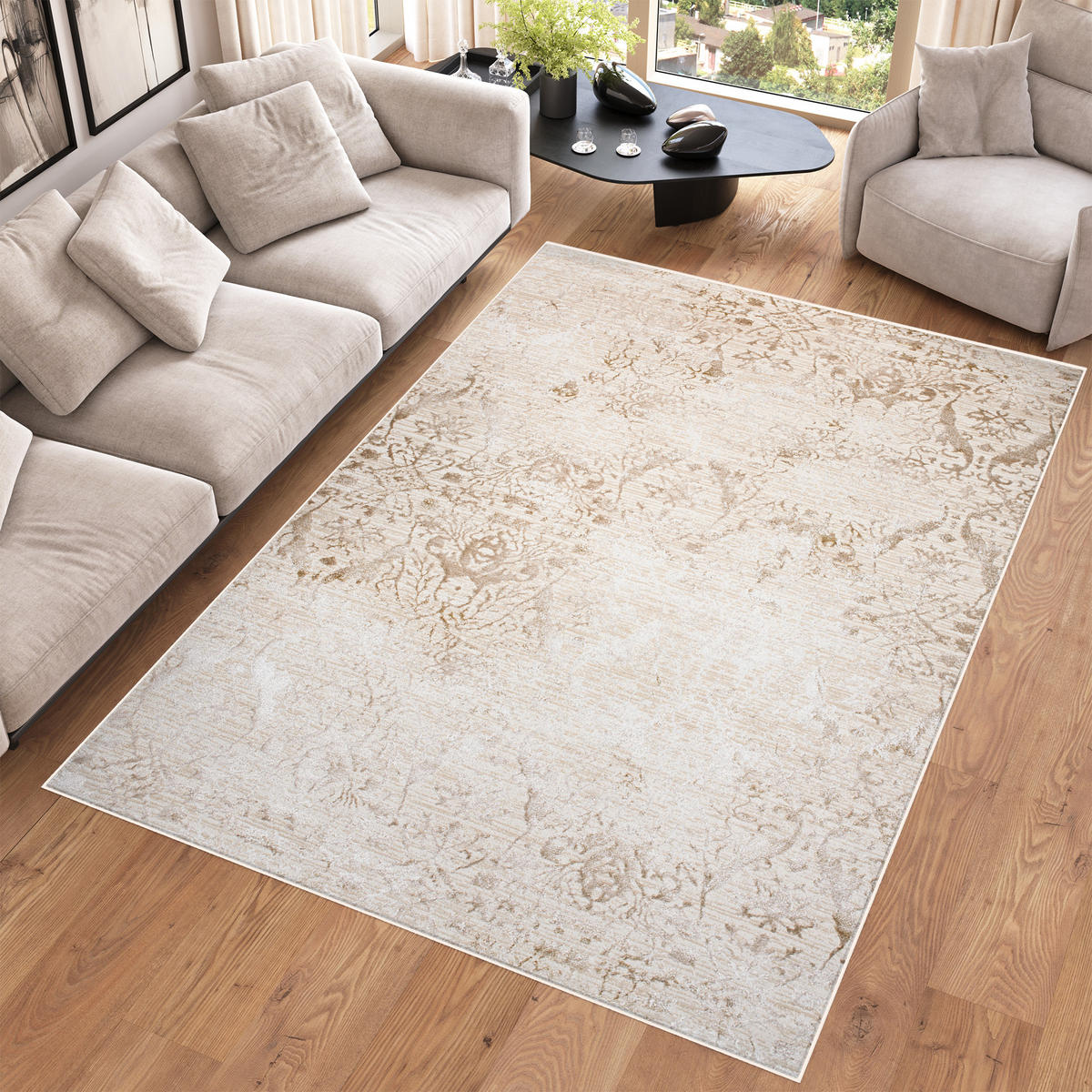 TEPPICH HERA Creme Beige 120/170 cm - Beige/Creme, Textil (120/170cm) - Tapiso